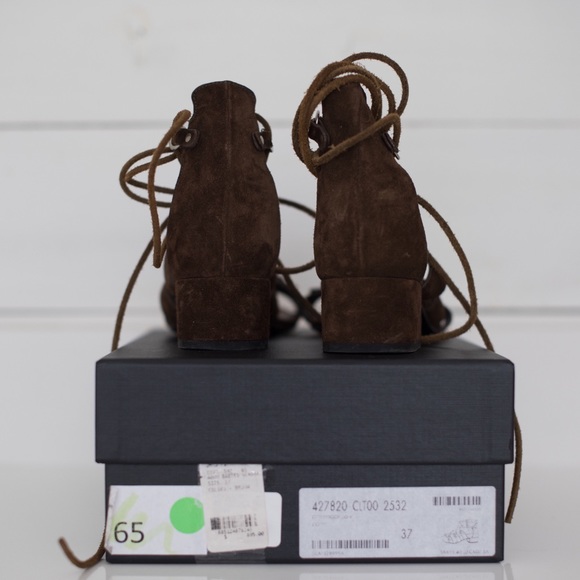 YSL Saint Laurent brown gladiator block sandals - Picture 2 of 8